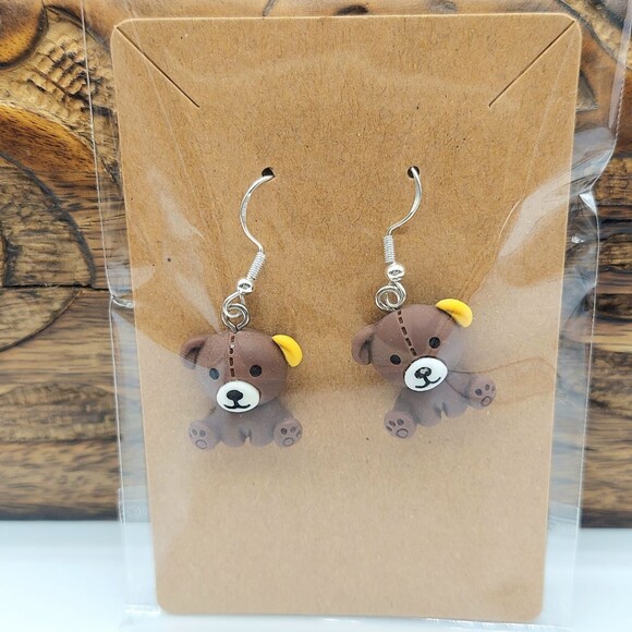 handmade Jewelry - 3D Cute Teddy Bear Earrings Kawaii Anime
